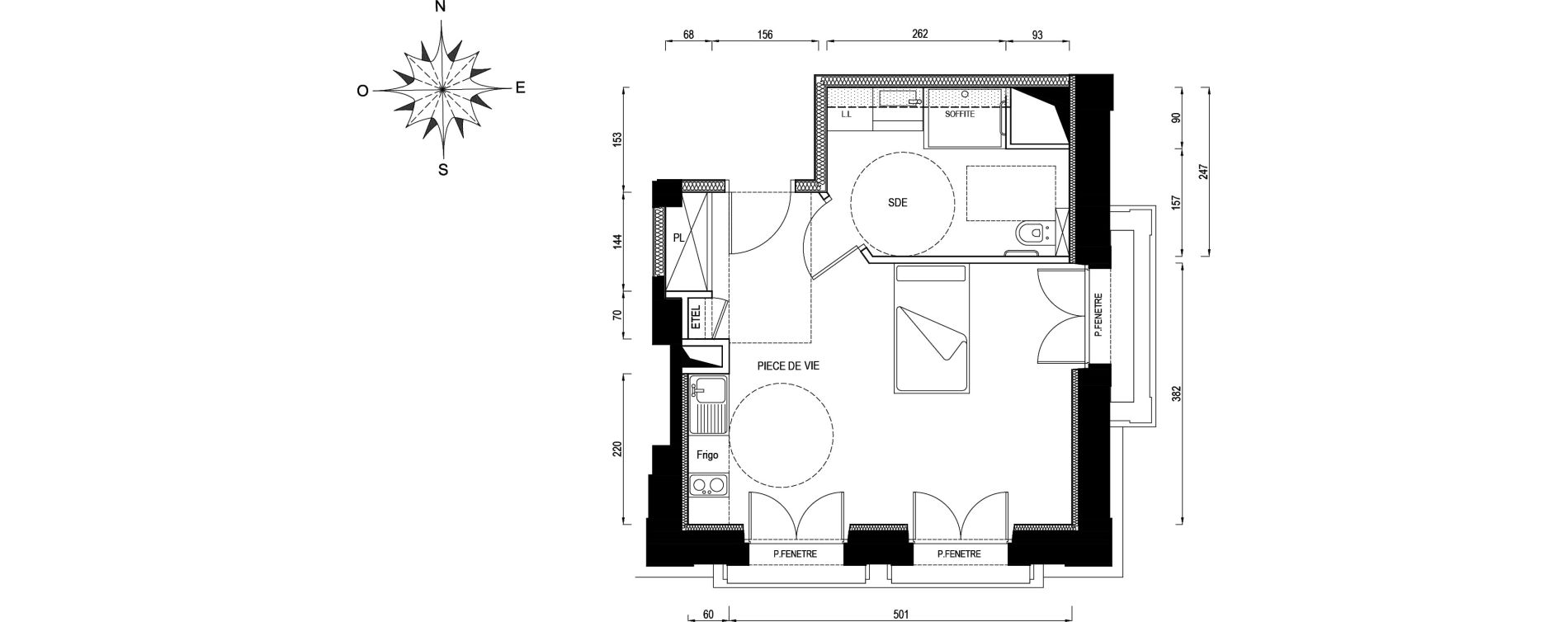 Appartement T1 de 32,00 m2 &agrave; Poissy Centre
