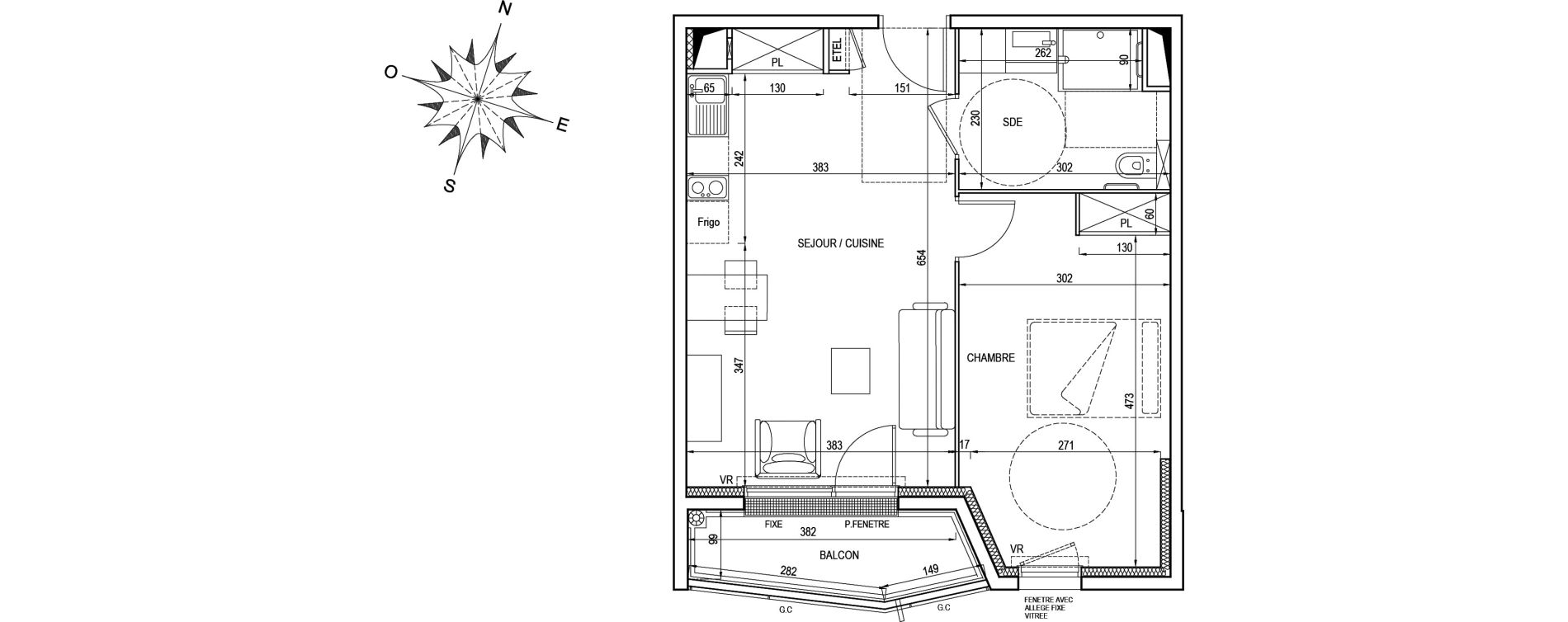 Appartement T2 de 46,80 m2 &agrave; Poissy Centre