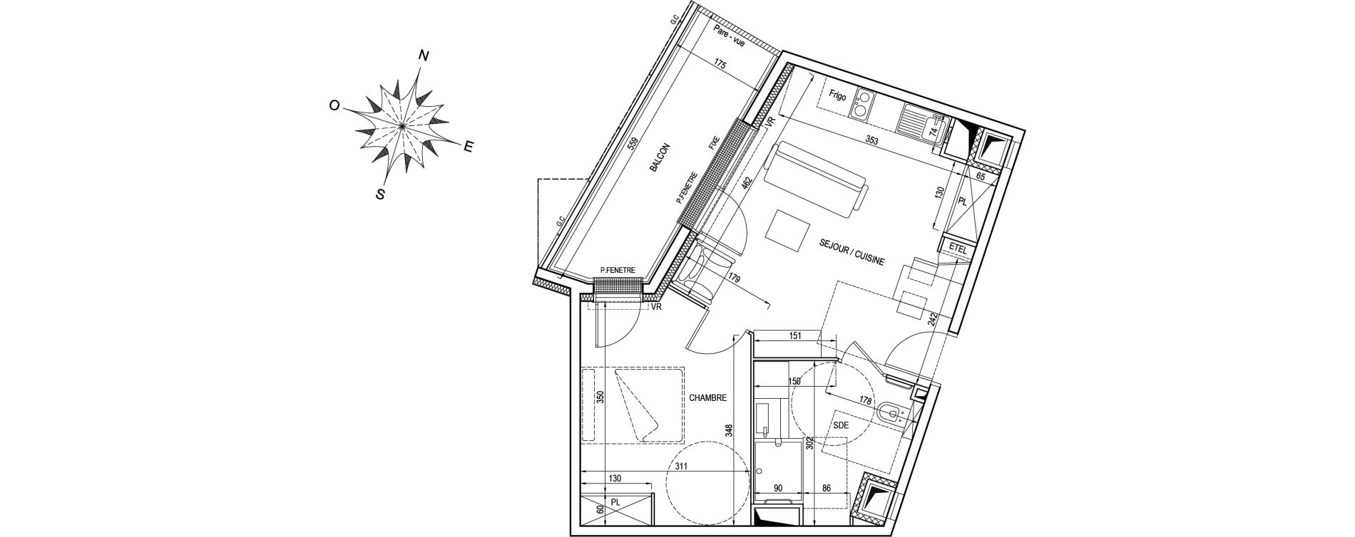 Appartement T2 de 41,60 m2 &agrave; Poissy Centre
