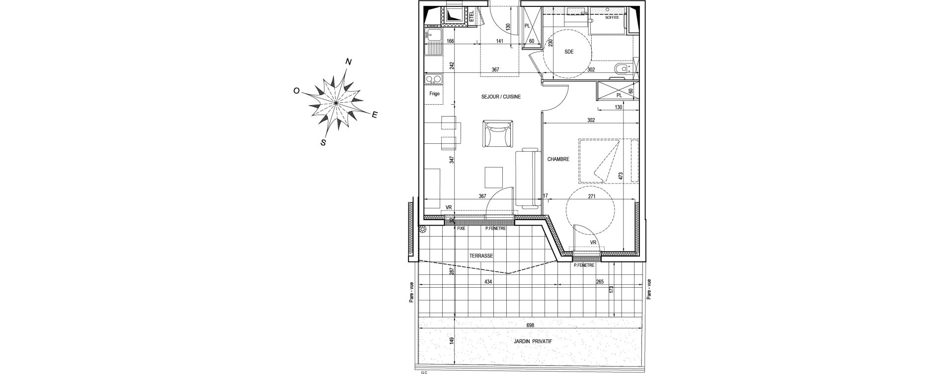 Appartement T2 de 45,30 m2 &agrave; Poissy Centre