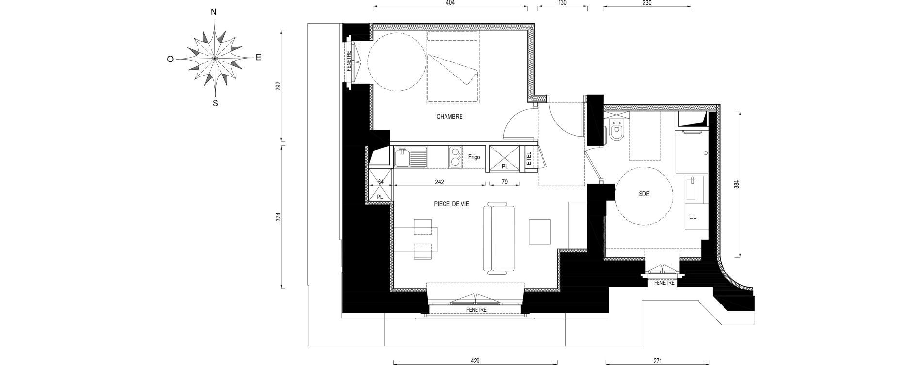 Appartement T1 de 43,30 m2 &agrave; Poissy Centre