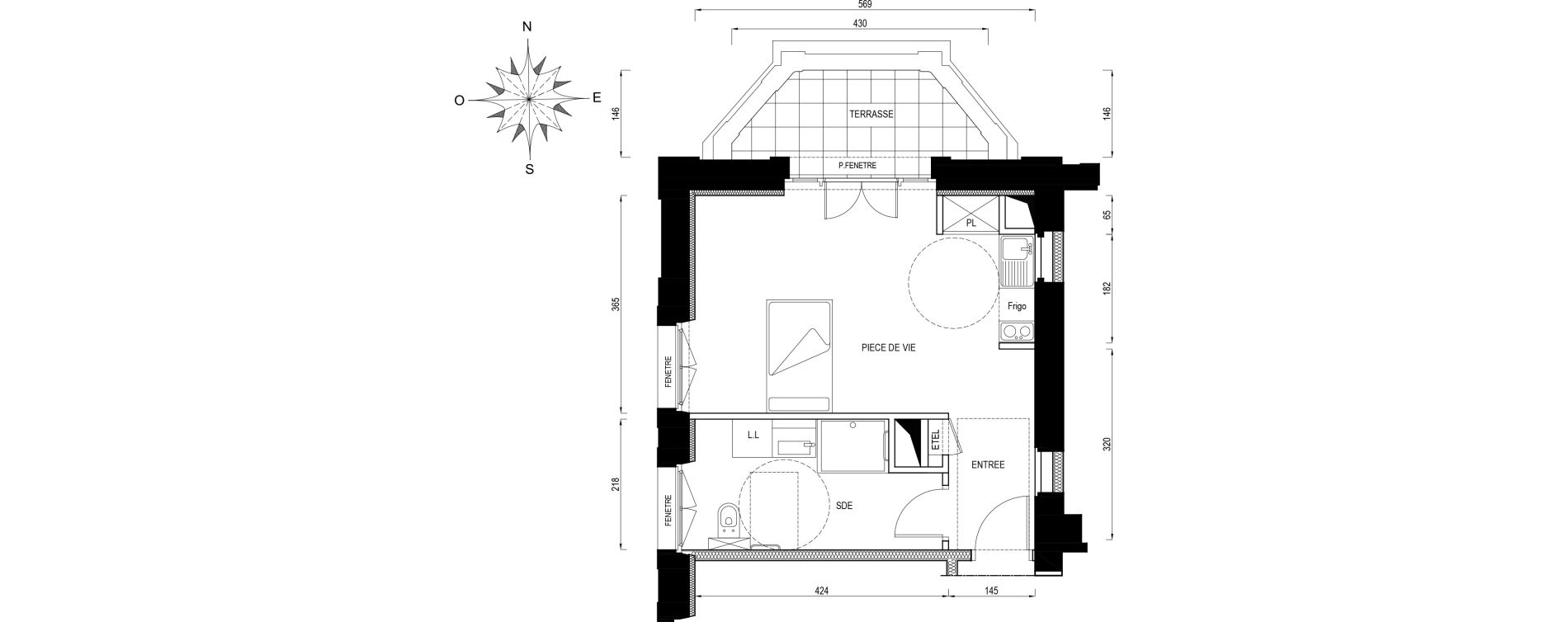 Appartement T1 de 33,00 m2 &agrave; Poissy Centre