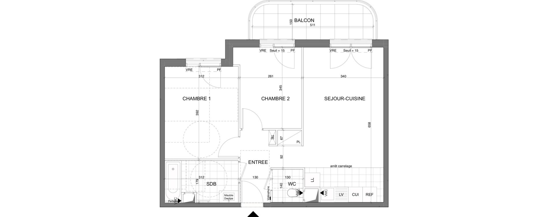 Appartement T3 de 56,60 m2 &agrave; Poissy La saint-louis