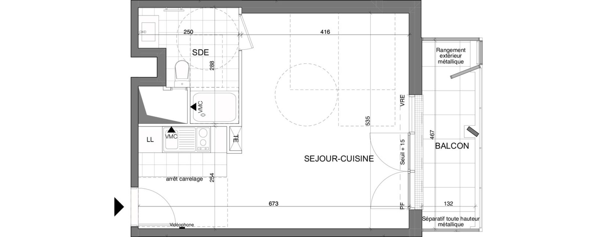 Appartement T1 de 34,00 m2 &agrave; Poissy La saint-louis