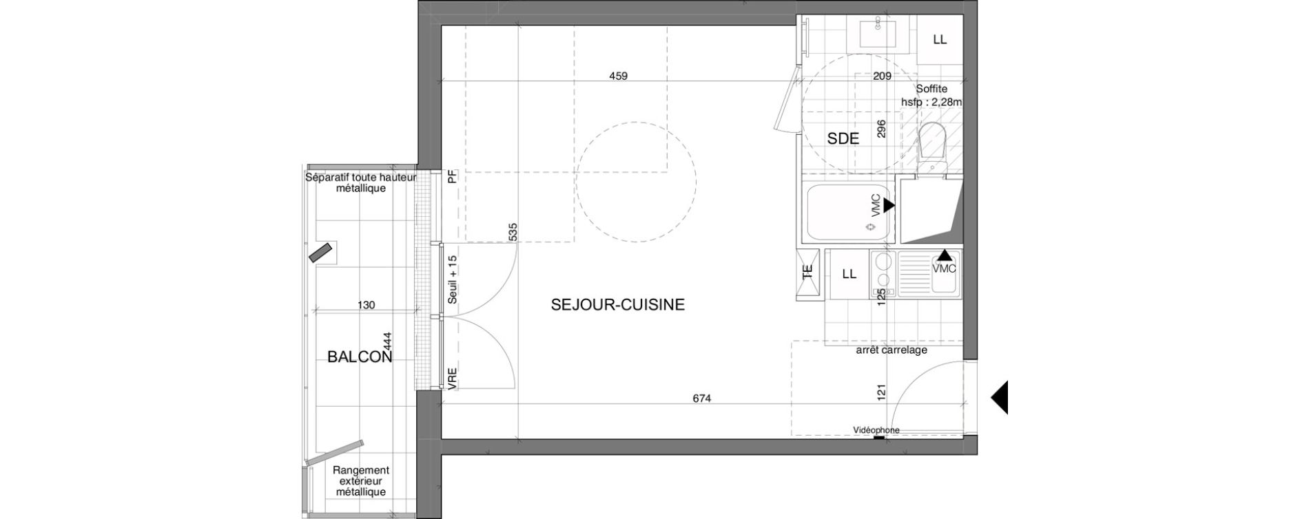 Appartement T1 de 35,10 m2 &agrave; Poissy La saint-louis