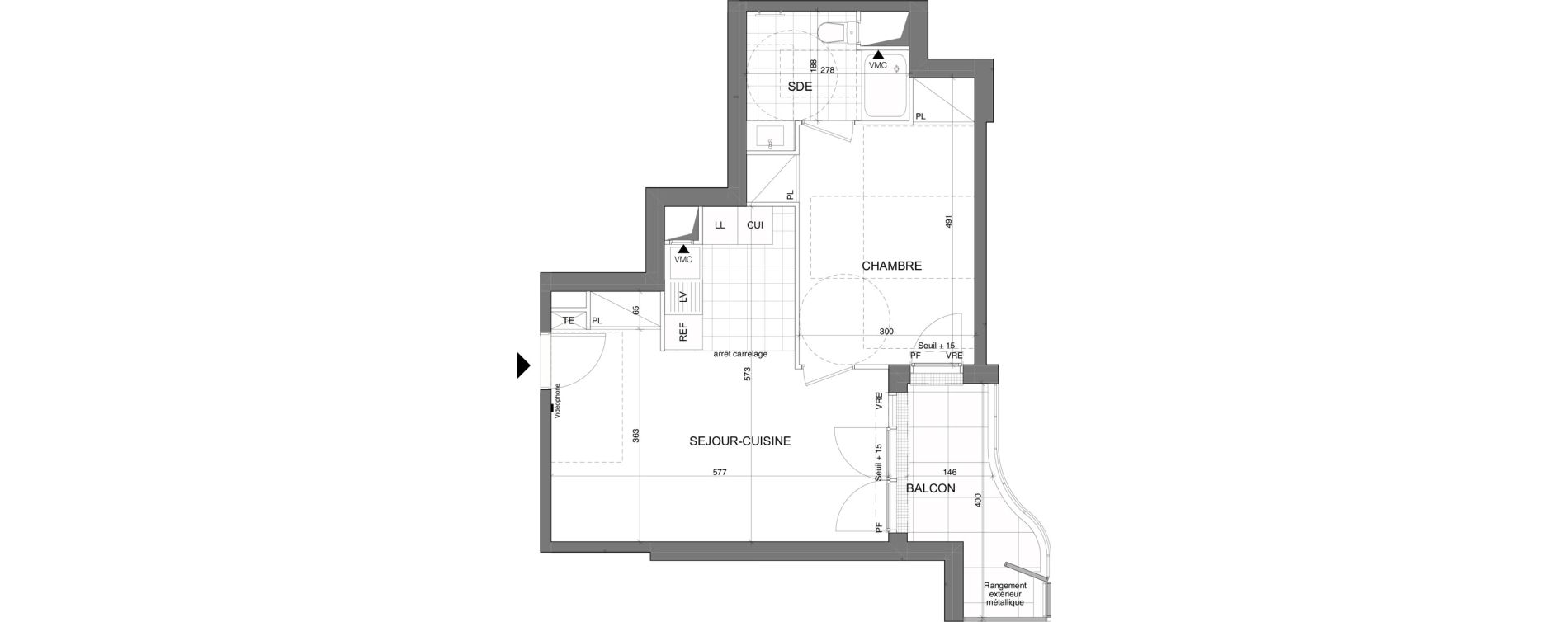 Appartement T2 de 44,10 m2 &agrave; Poissy La saint-louis