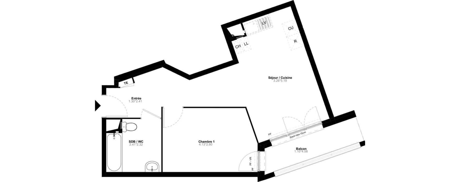 Appartement T2 de 41,42 m2 &agrave; Poissy Saint-barth&eacute;lemy - corneille