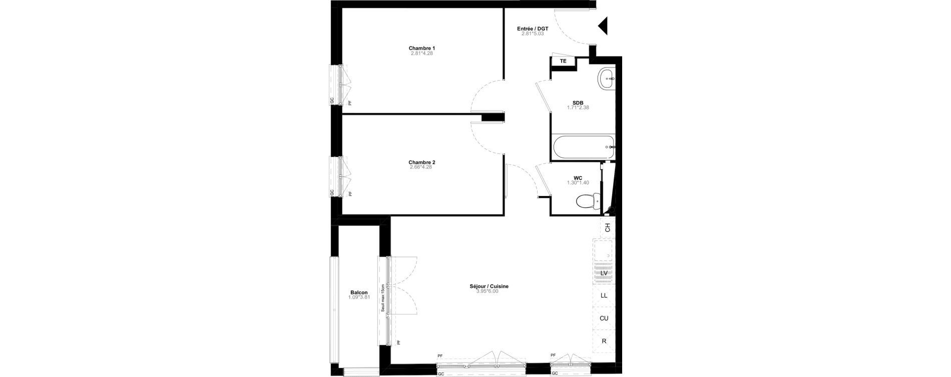 Appartement T3 de 60,93 m2 &agrave; Poissy Saint-barth&eacute;lemy - corneille