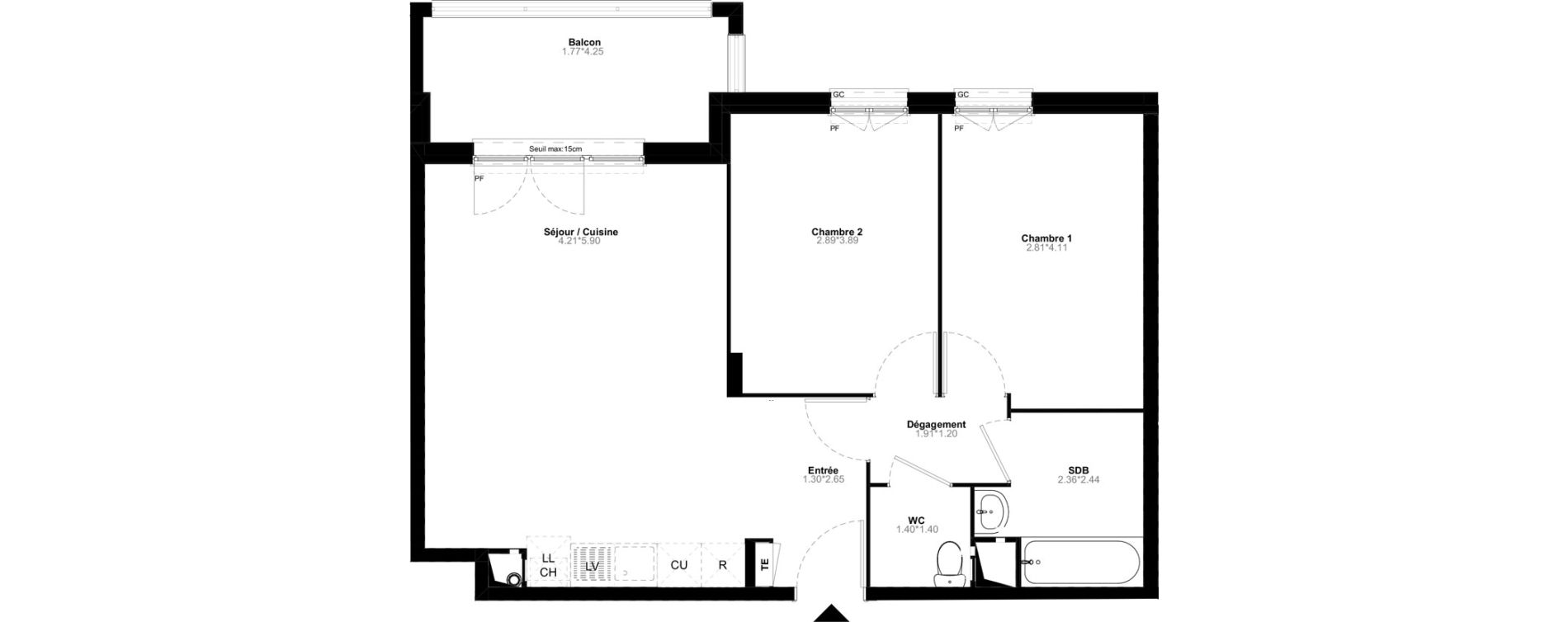 Appartement T3 de 60,67 m2 &agrave; Poissy Saint-barth&eacute;lemy - corneille