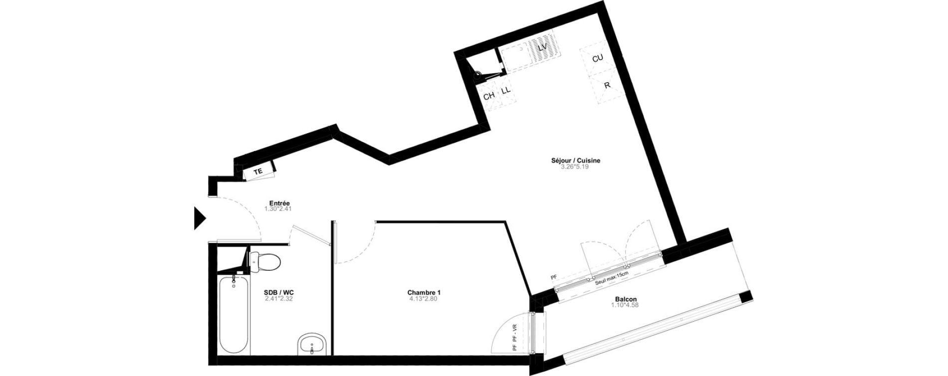 Appartement T2 de 41,42 m2 &agrave; Poissy Saint-barth&eacute;lemy - corneille