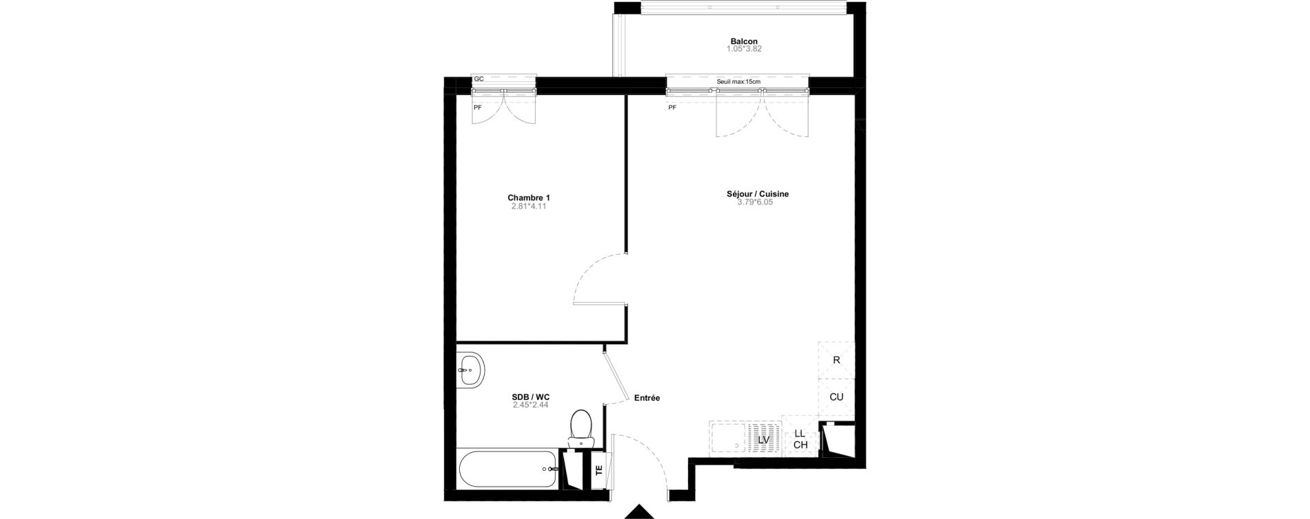 Appartement T2 de 41,00 m2 &agrave; Poissy Saint-barth&eacute;lemy - corneille