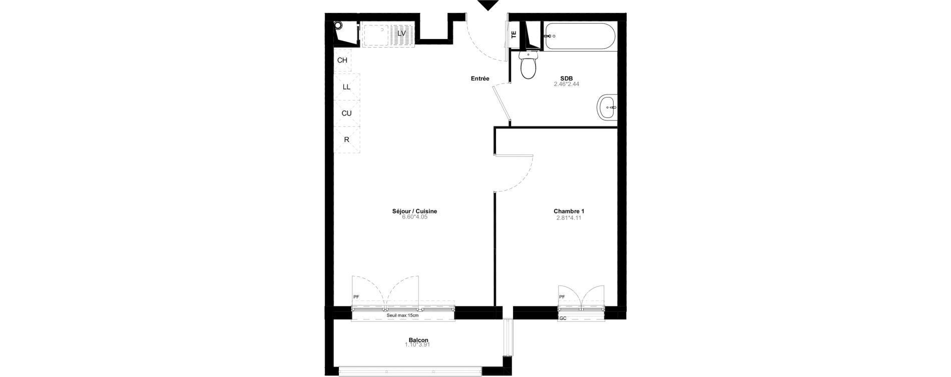 Appartement T2 de 41,54 m2 &agrave; Poissy Saint-barth&eacute;lemy - corneille