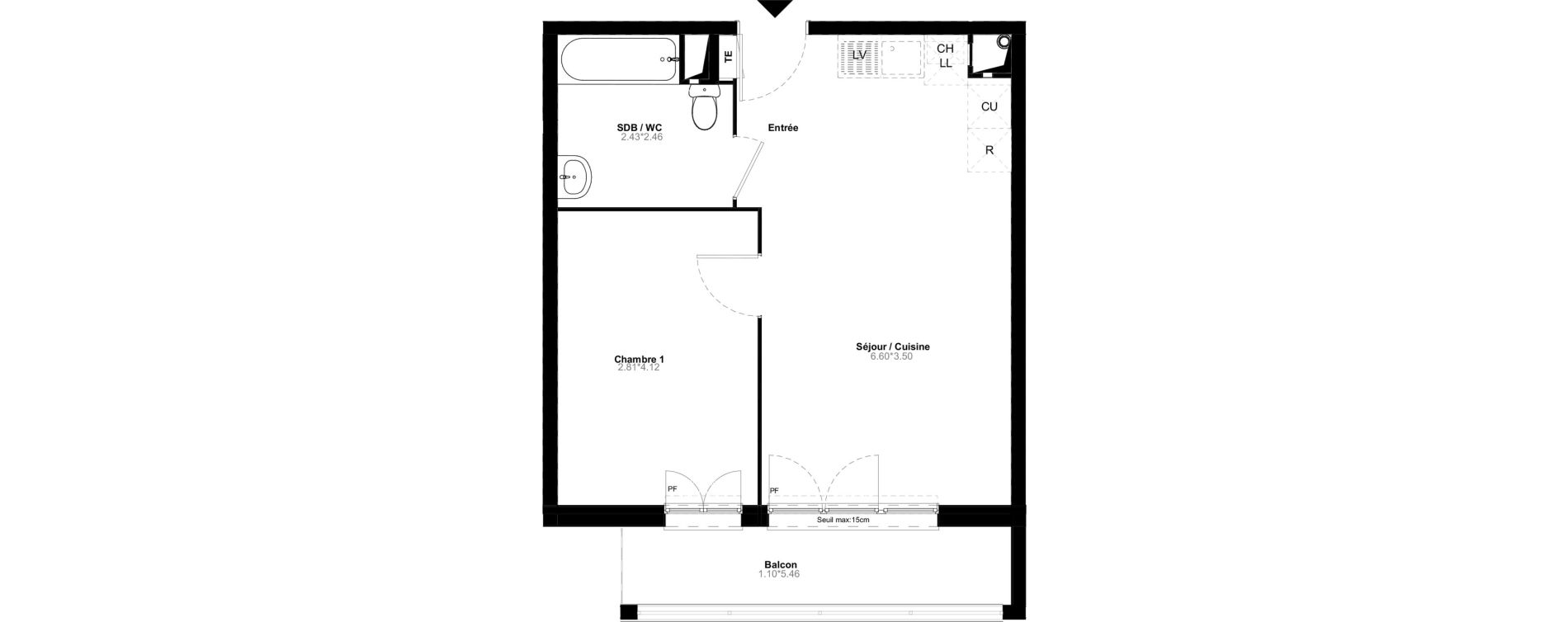 Appartement T2 de 40,56 m2 &agrave; Poissy Saint-barth&eacute;lemy - corneille