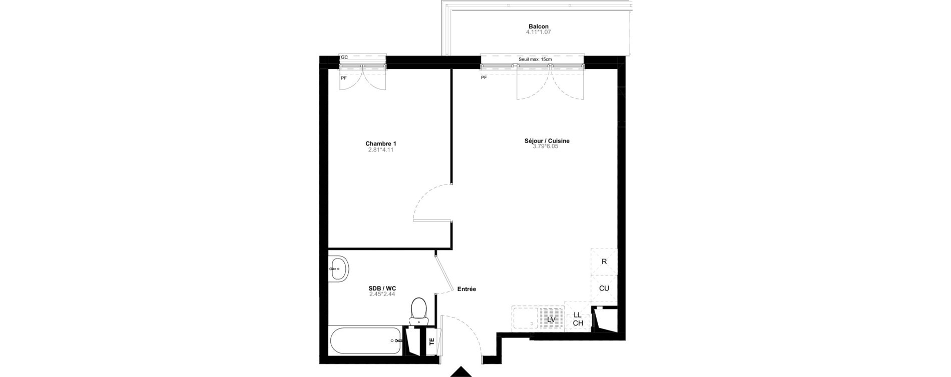 Appartement T2 de 41,00 m2 &agrave; Poissy Saint-barth&eacute;lemy - corneille