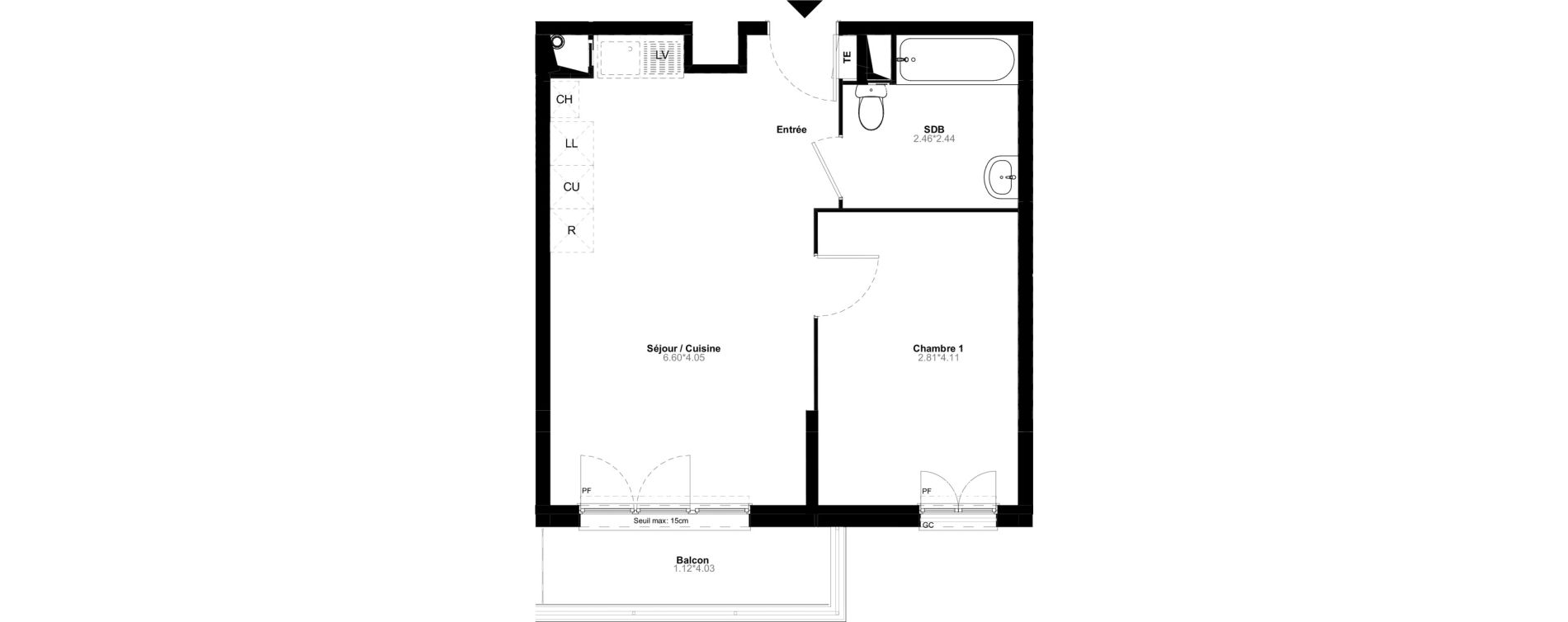 Appartement T2 de 41,39 m2 &agrave; Poissy Saint-barth&eacute;lemy - corneille