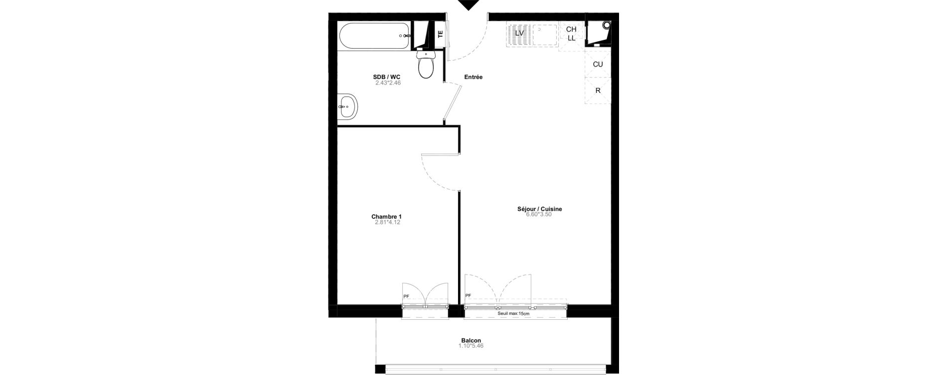 Appartement T2 de 40,56 m2 &agrave; Poissy Saint-barth&eacute;lemy - corneille