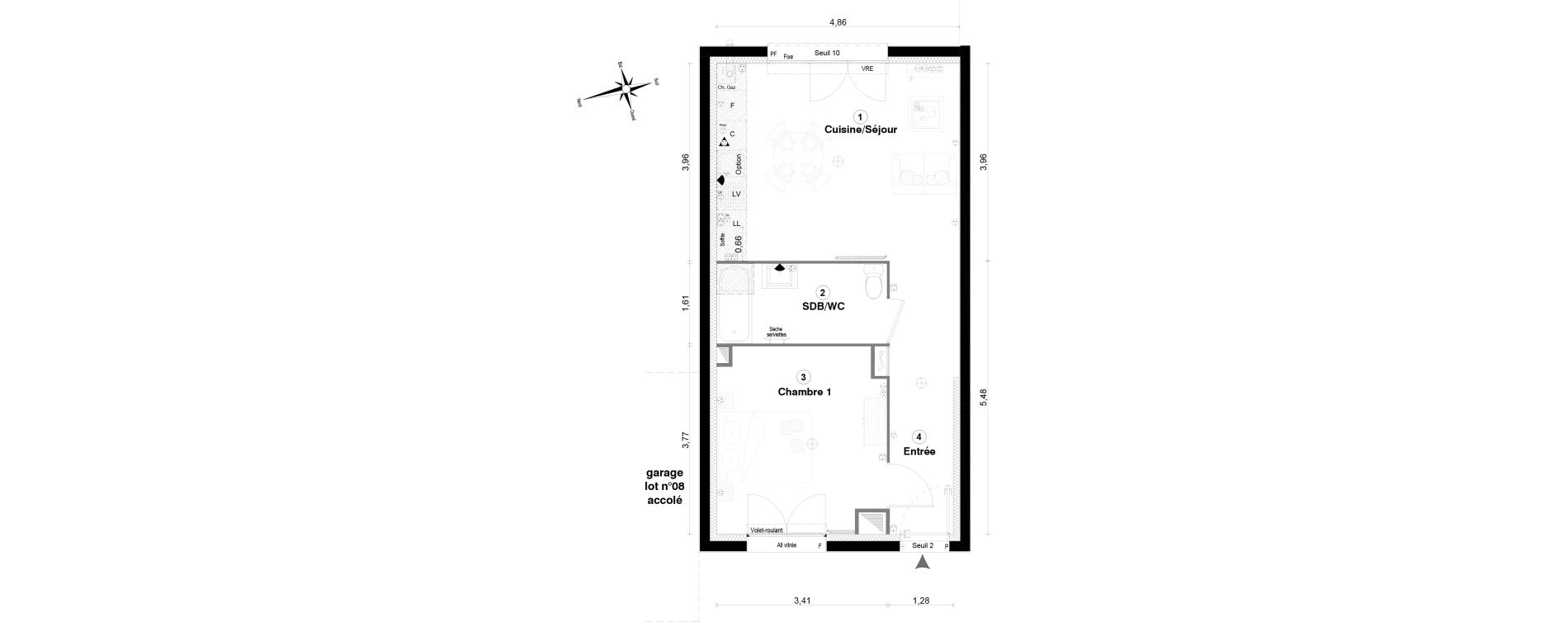 Appartement T2 de 44,20 m2 &agrave; Porcheville Centre