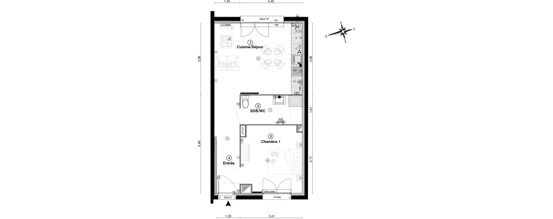 Appartement T2 de 44,20 m2 &agrave; Porcheville Centre