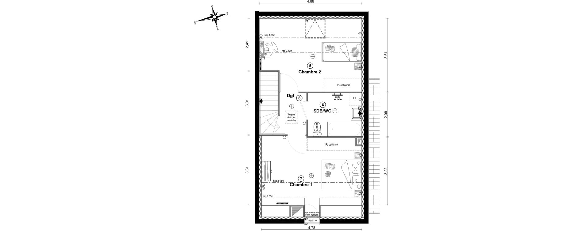 Duplex T3 de 76,50 m2 &agrave; Porcheville Centre