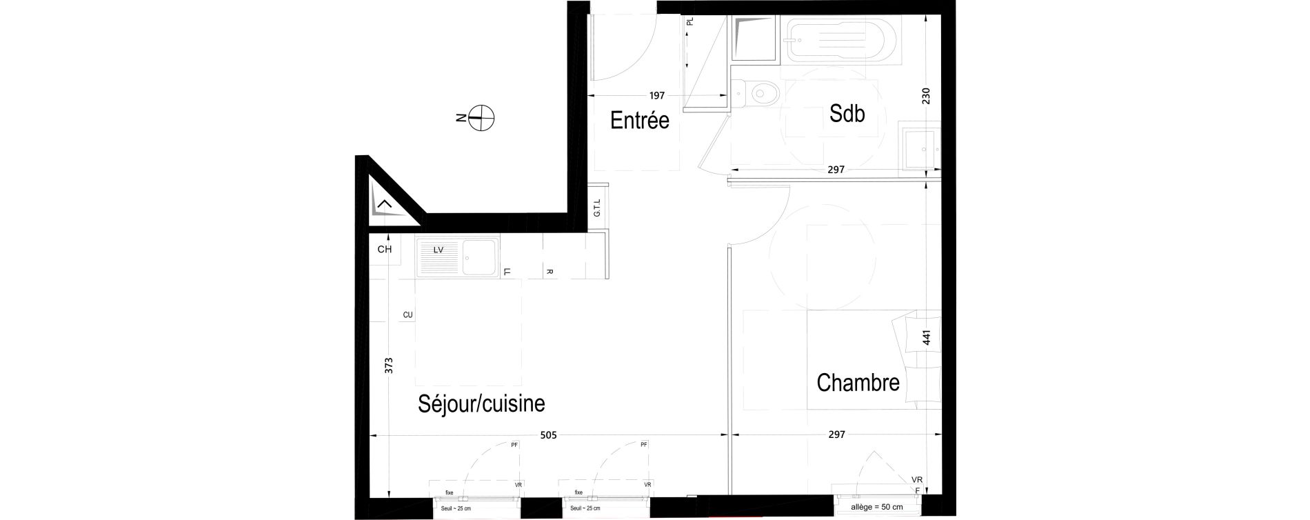Appartement T2 de 44,06 m2 &agrave; Rambouillet Centre