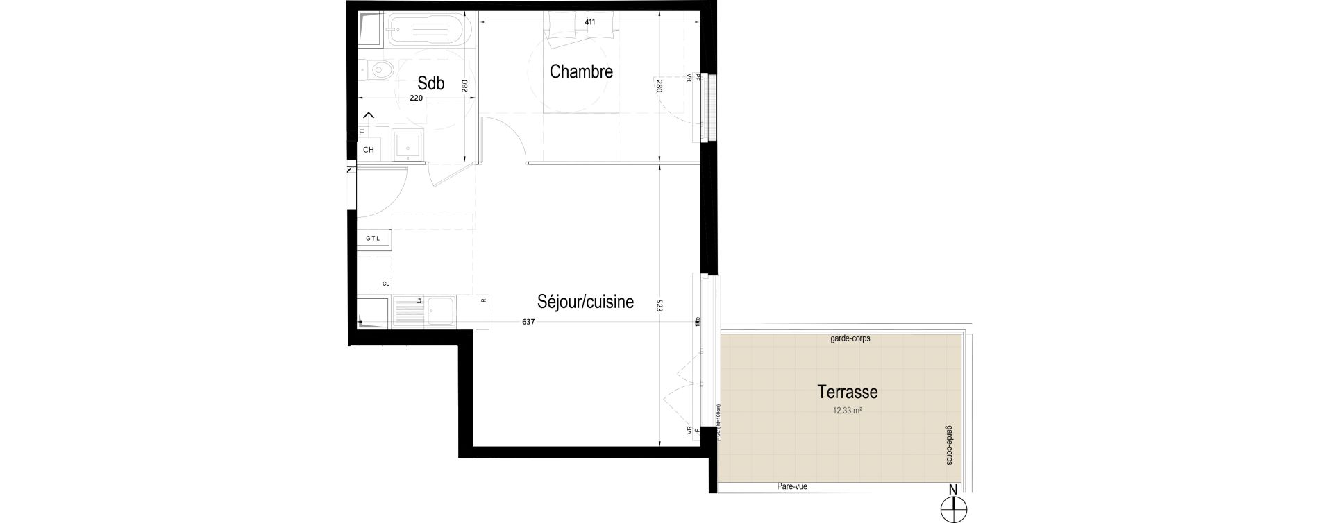 Appartement T2 de 45,28 m2 &agrave; Rambouillet Centre