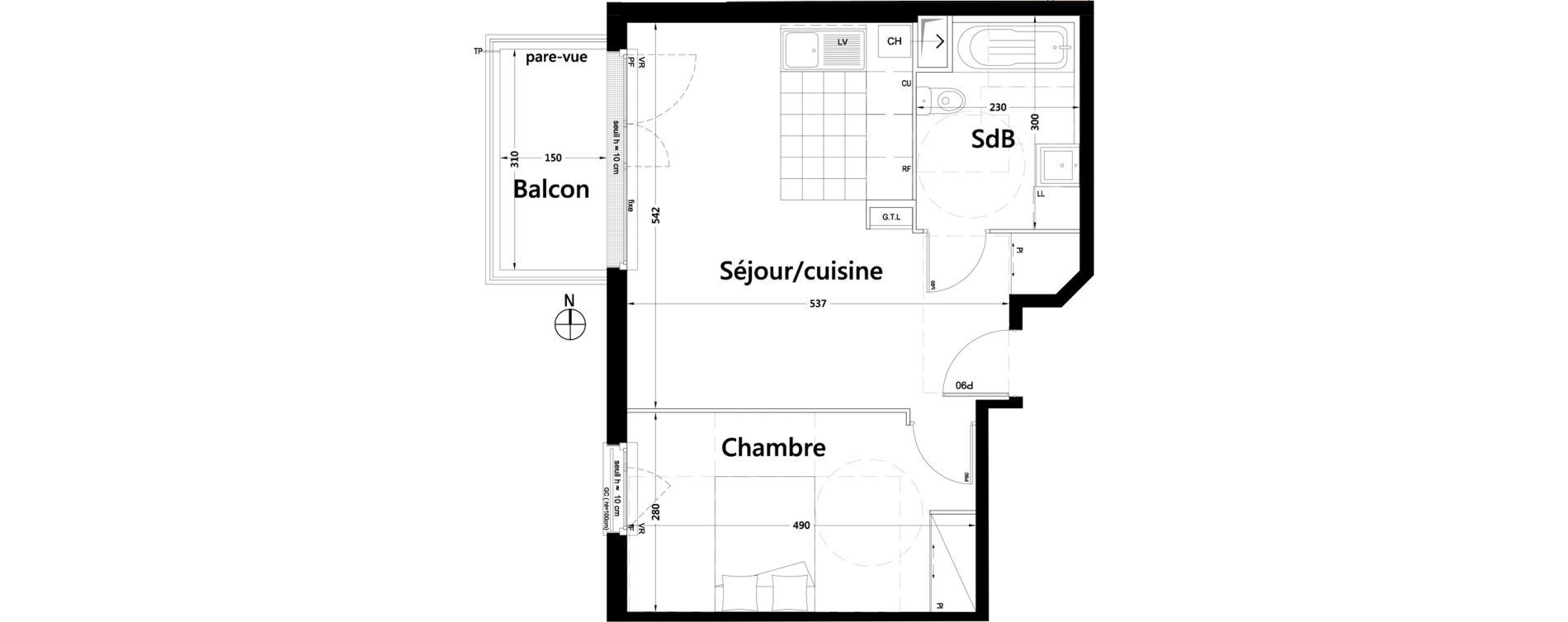 Appartement T2 de 45,31 m2 &agrave; Rambouillet Centre