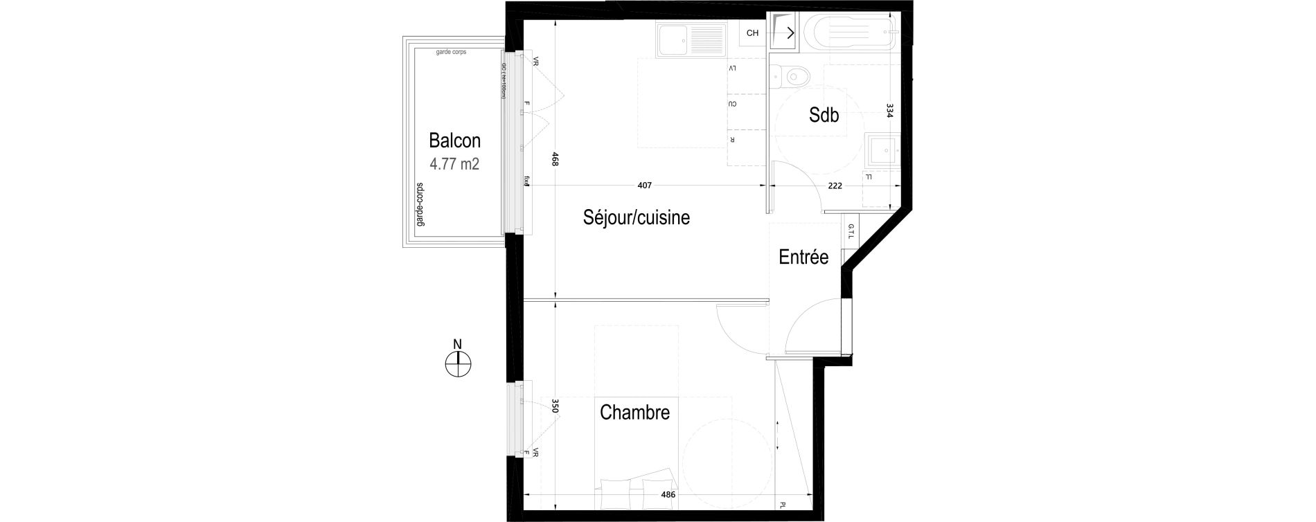 Appartement T2 de 45,31 m2 &agrave; Rambouillet Centre