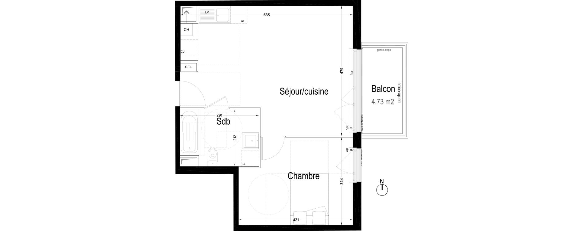 Appartement T2 de 45,27 m2 &agrave; Rambouillet Centre