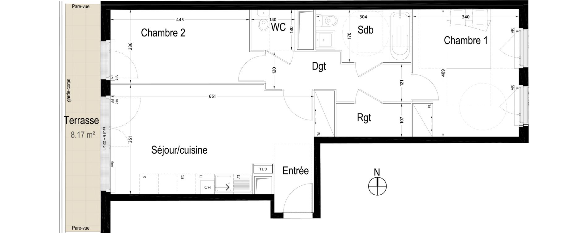 Appartement T3 de 63,27 m2 &agrave; Rambouillet Centre