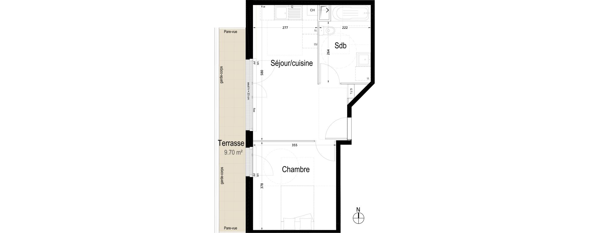 Appartement T2 de 39,53 m2 &agrave; Rambouillet Centre