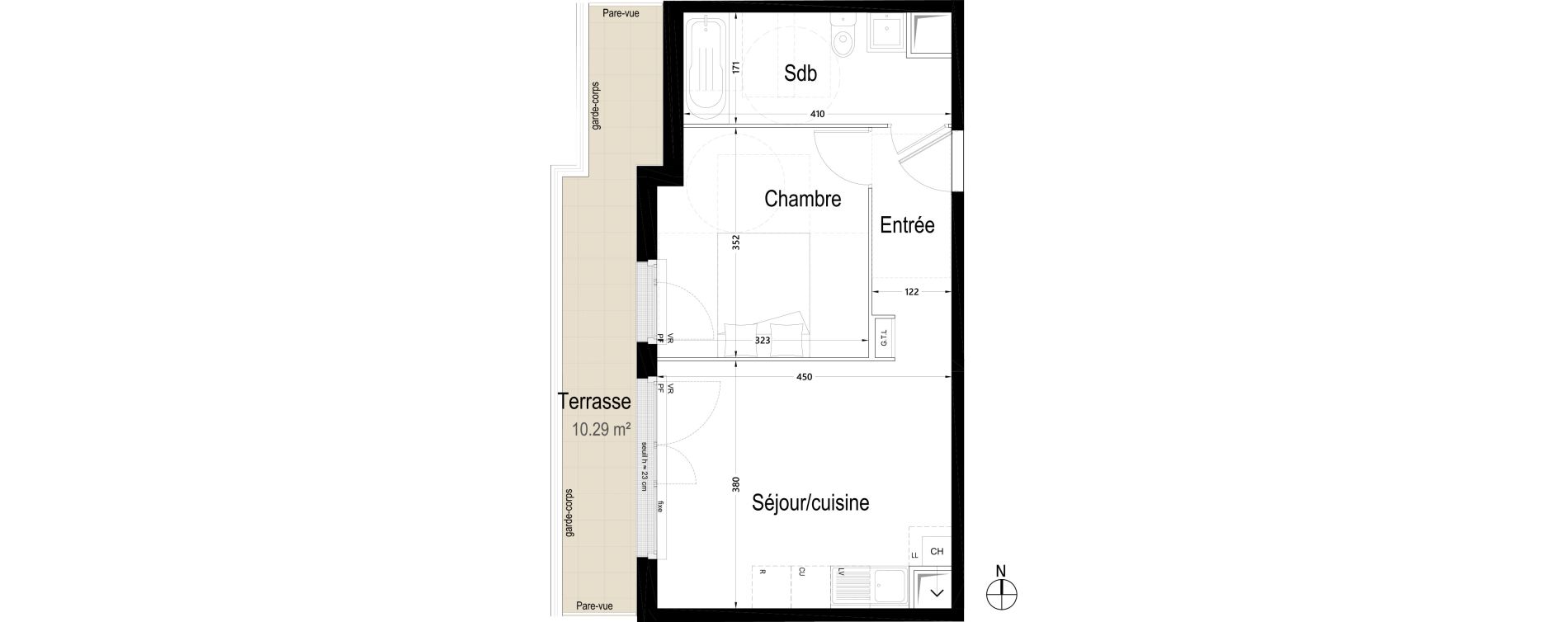 Appartement T2 de 38,26 m2 &agrave; Rambouillet Centre