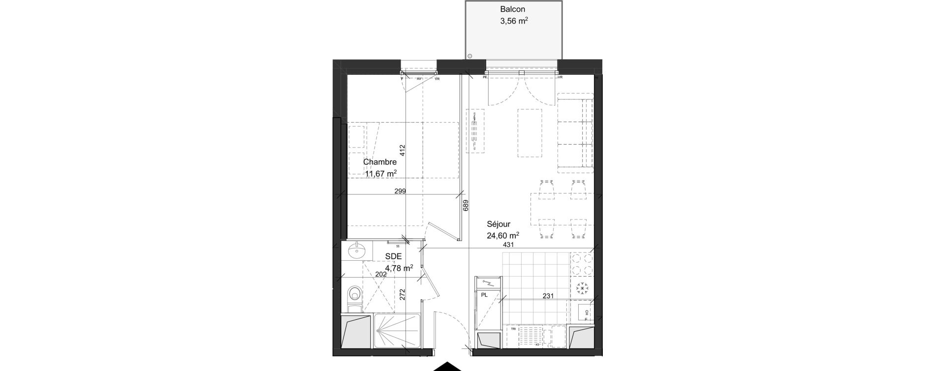Appartement T2 de 41,05 m2 &agrave; Rambouillet Centre