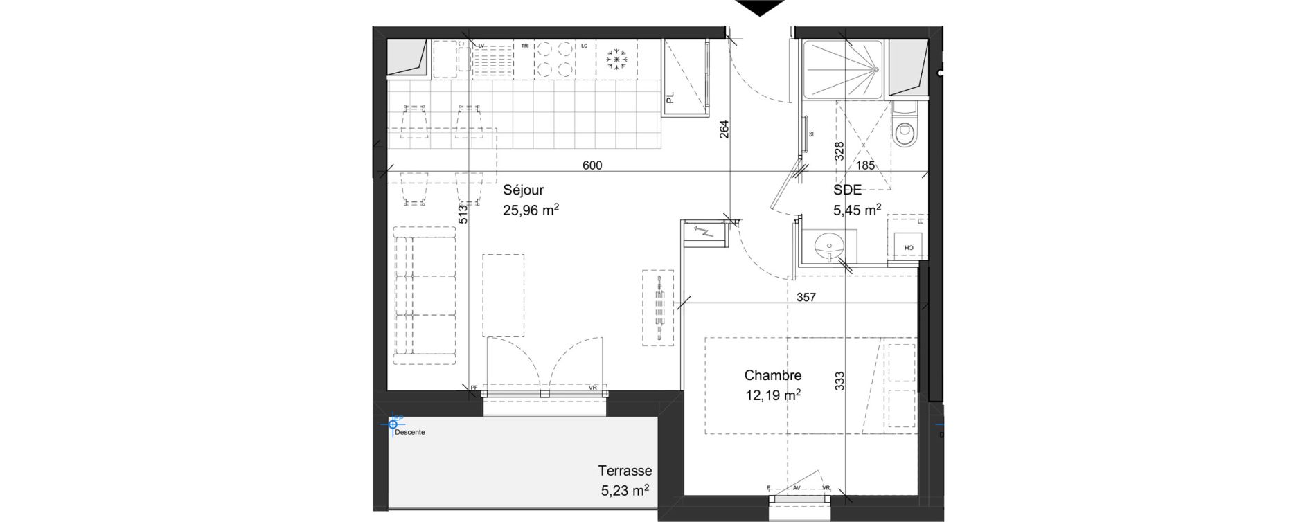 Appartement T2 de 43,60 m2 &agrave; Rambouillet Centre