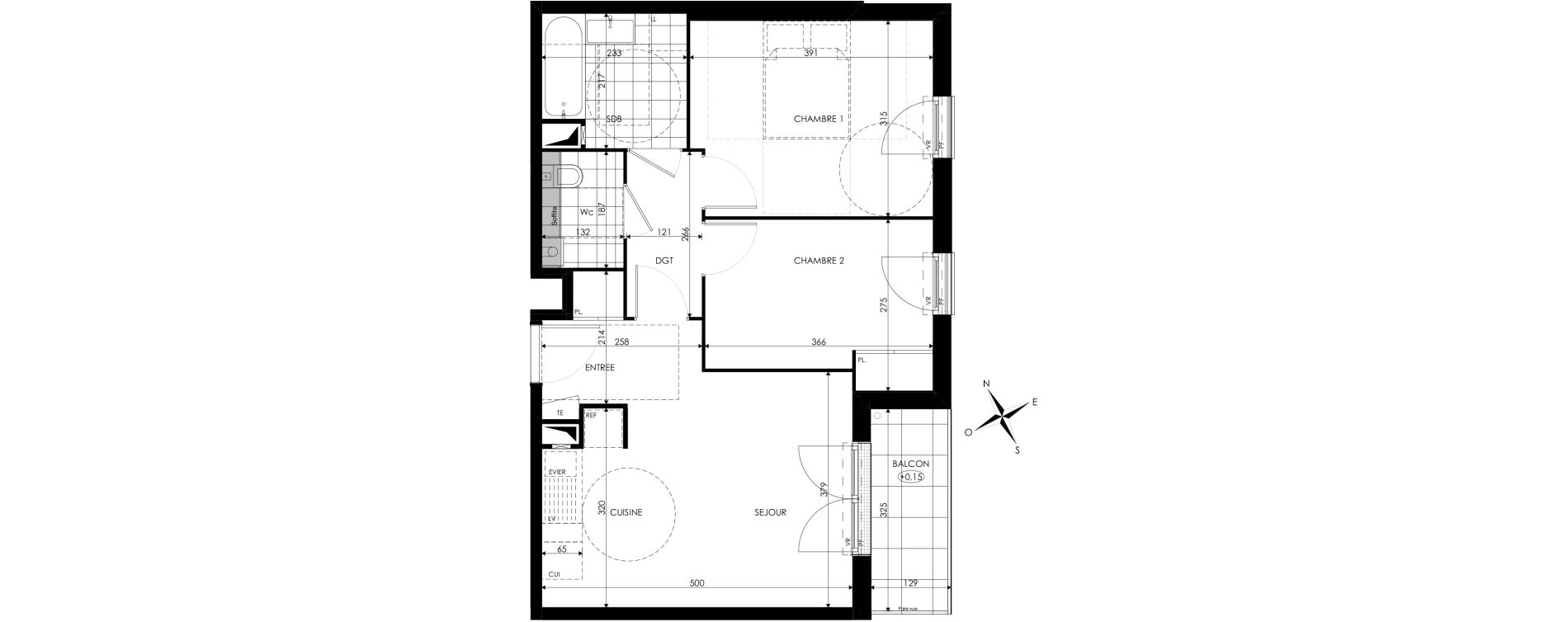 Appartement T2 de 52,81 m2 &agrave; Saint-Cyr-L'&Eacute;cole Centre