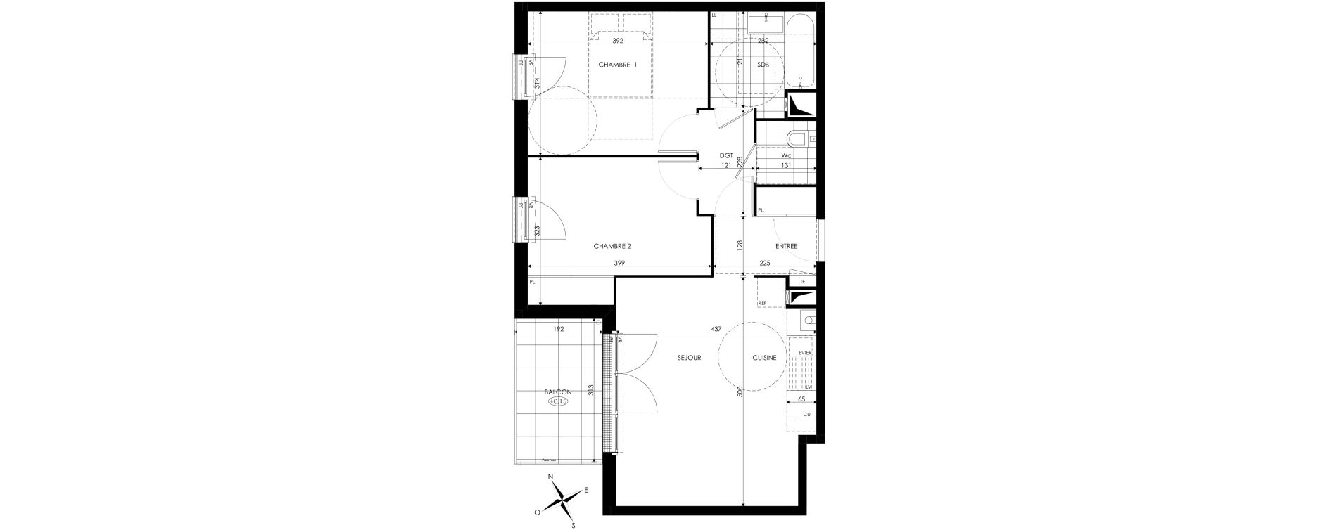Appartement T3 de 57,01 m2 &agrave; Saint-Cyr-L'&Eacute;cole Centre