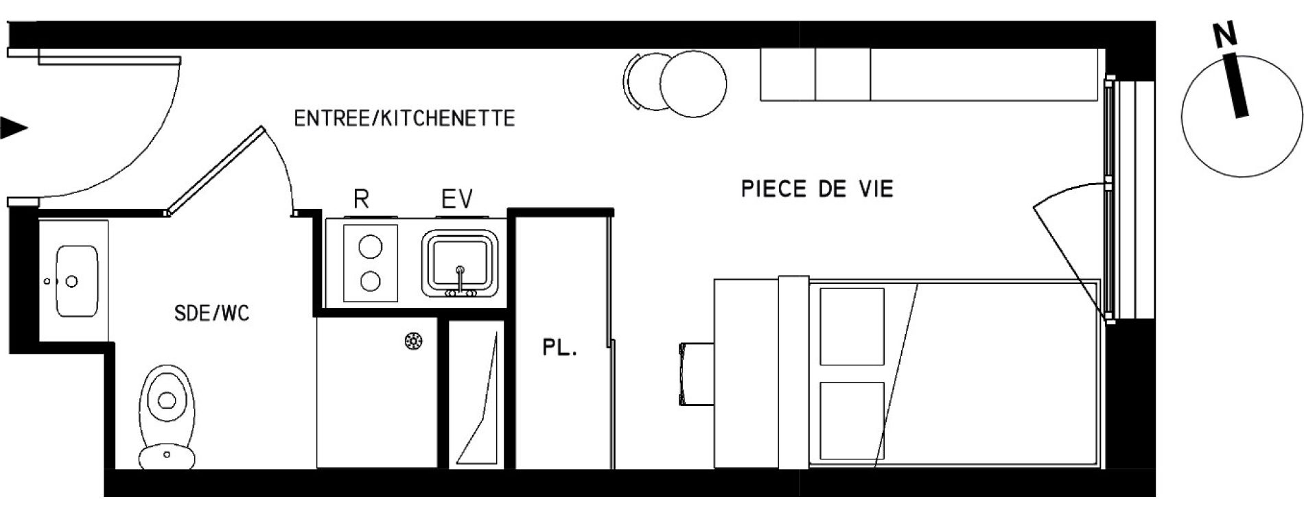 Appartement T1 meubl&eacute; de 18,56 m2 &agrave; Saint-Cyr-L'&Eacute;cole Le bois cass&eacute;