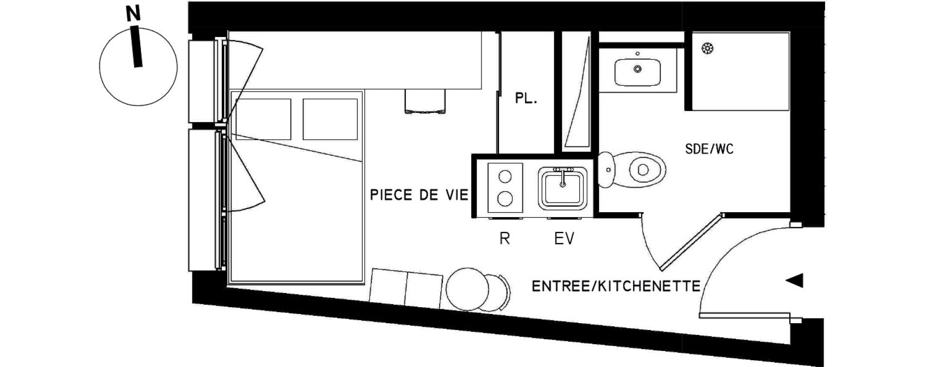 Appartement T1 meubl&eacute; de 16,08 m2 &agrave; Saint-Cyr-L'&Eacute;cole Le bois cass&eacute;