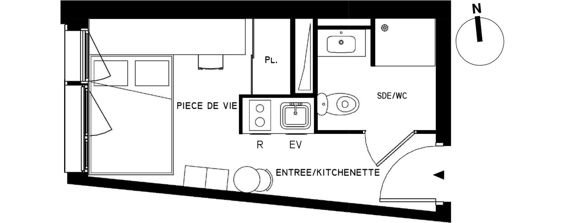 Appartement T1 meubl&eacute; de 16,12 m2 &agrave; Saint-Cyr-L'&Eacute;cole Le bois cass&eacute;