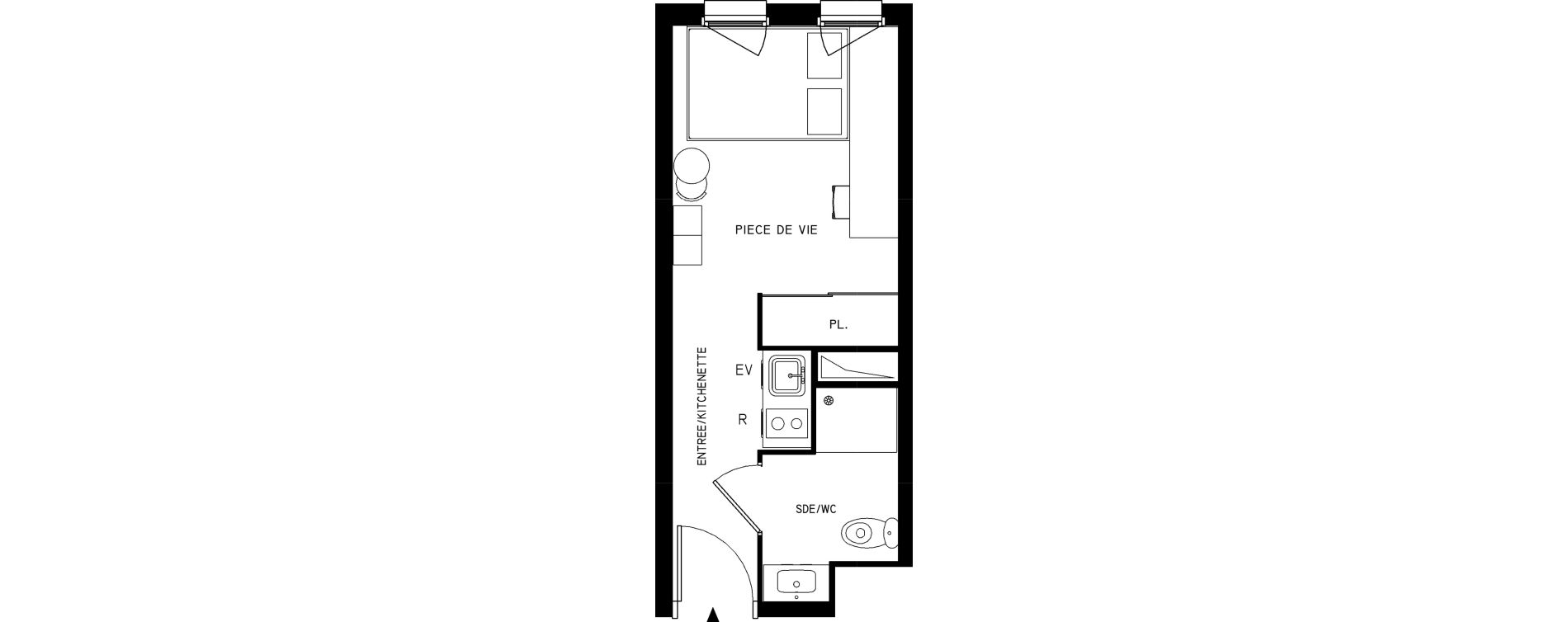 Appartement T1 meubl&eacute; de 18,54 m2 &agrave; Saint-Cyr-L'&Eacute;cole Le bois cass&eacute;