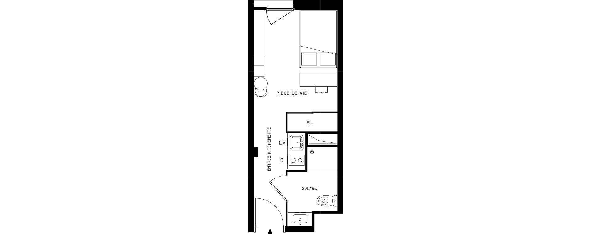 Appartement T1 meubl&eacute; de 18,92 m2 &agrave; Saint-Cyr-L'&Eacute;cole Le bois cass&eacute;