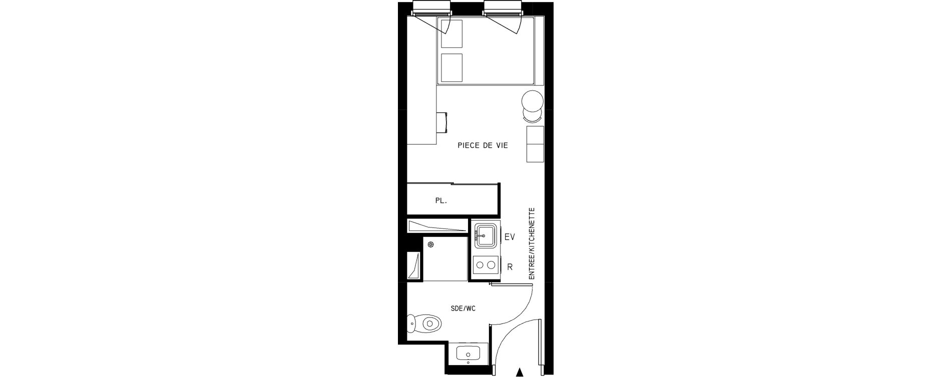 Appartement T1 meubl&eacute; de 18,37 m2 &agrave; Saint-Cyr-L'&Eacute;cole Le bois cass&eacute;