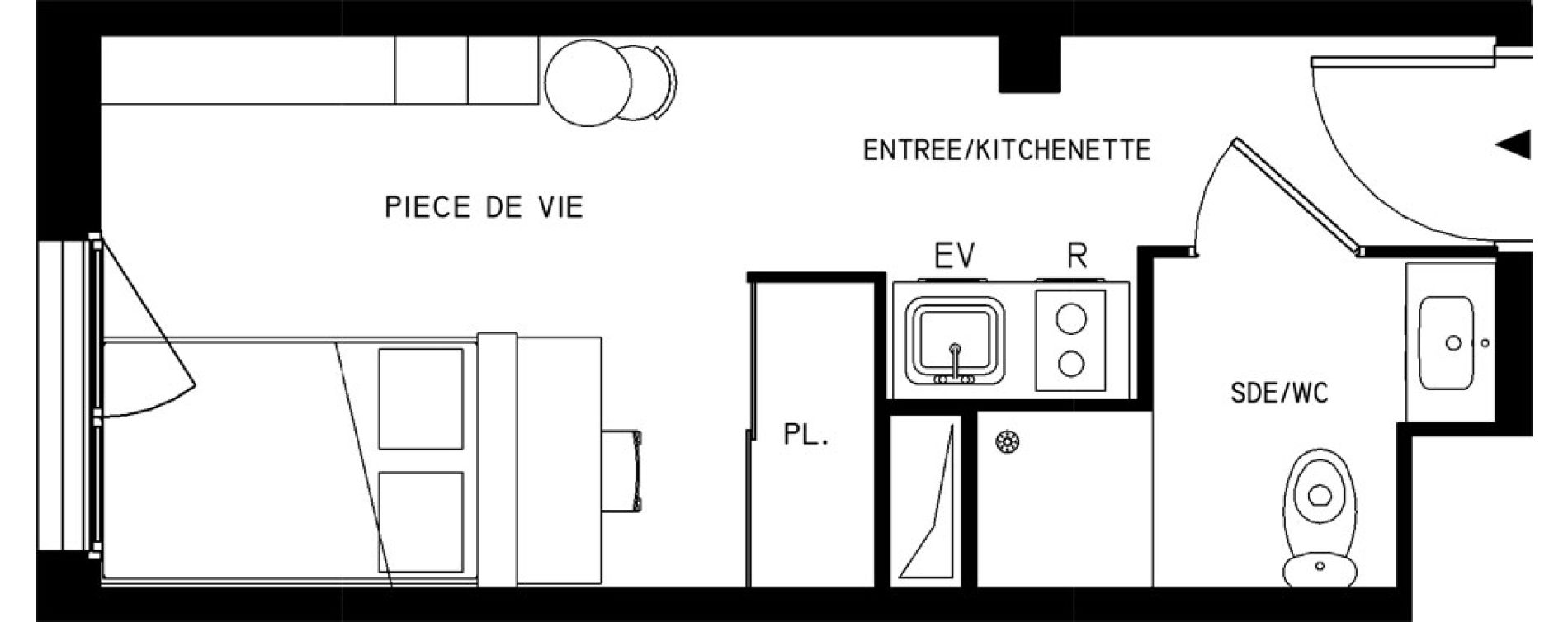 Appartement T1 meubl&eacute; de 18,61 m2 &agrave; Saint-Cyr-L'&Eacute;cole Le bois cass&eacute;