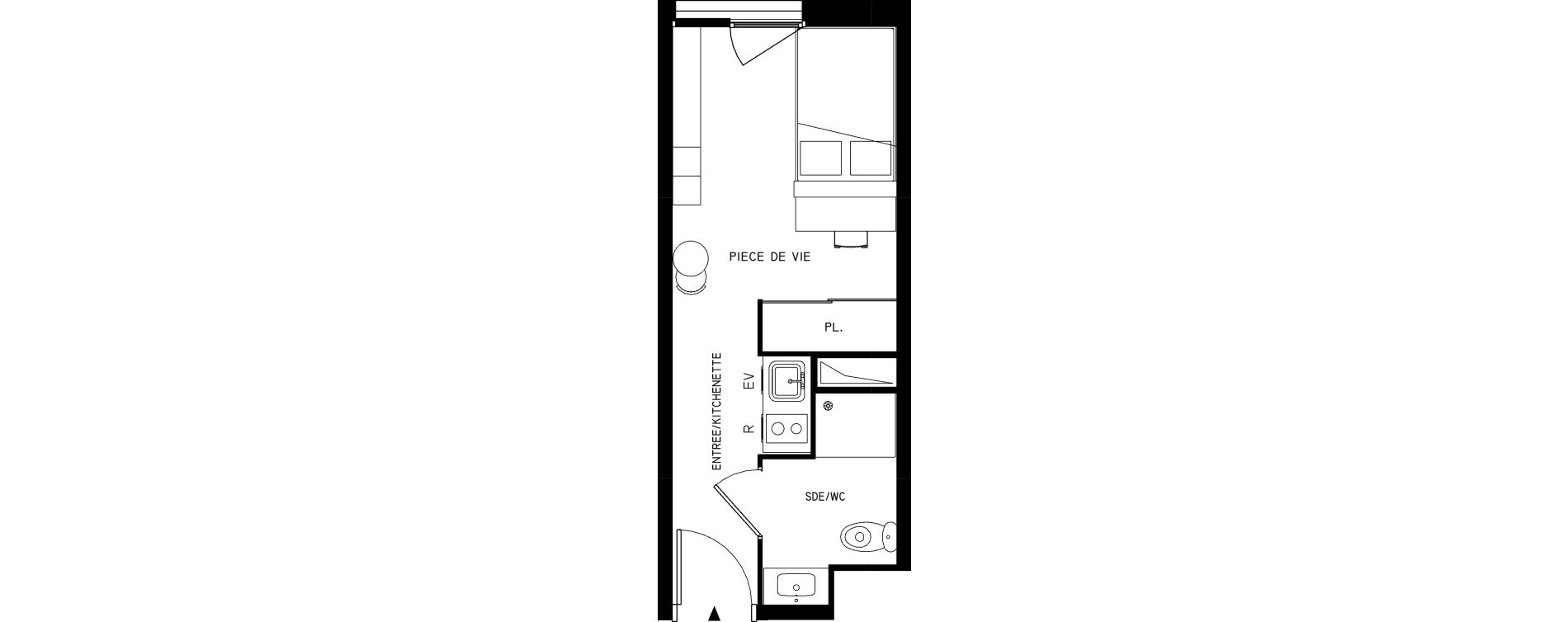 Appartement T1 meubl&eacute; de 18,97 m2 &agrave; Saint-Cyr-L'&Eacute;cole Le bois cass&eacute;
