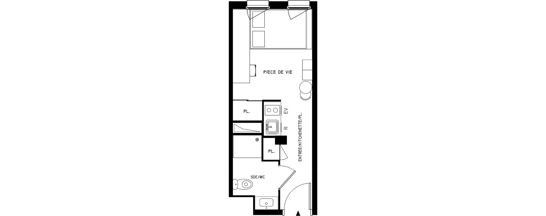 Appartement T1 meubl&eacute; de 18,56 m2 &agrave; Saint-Cyr-L'&Eacute;cole Le bois cass&eacute;