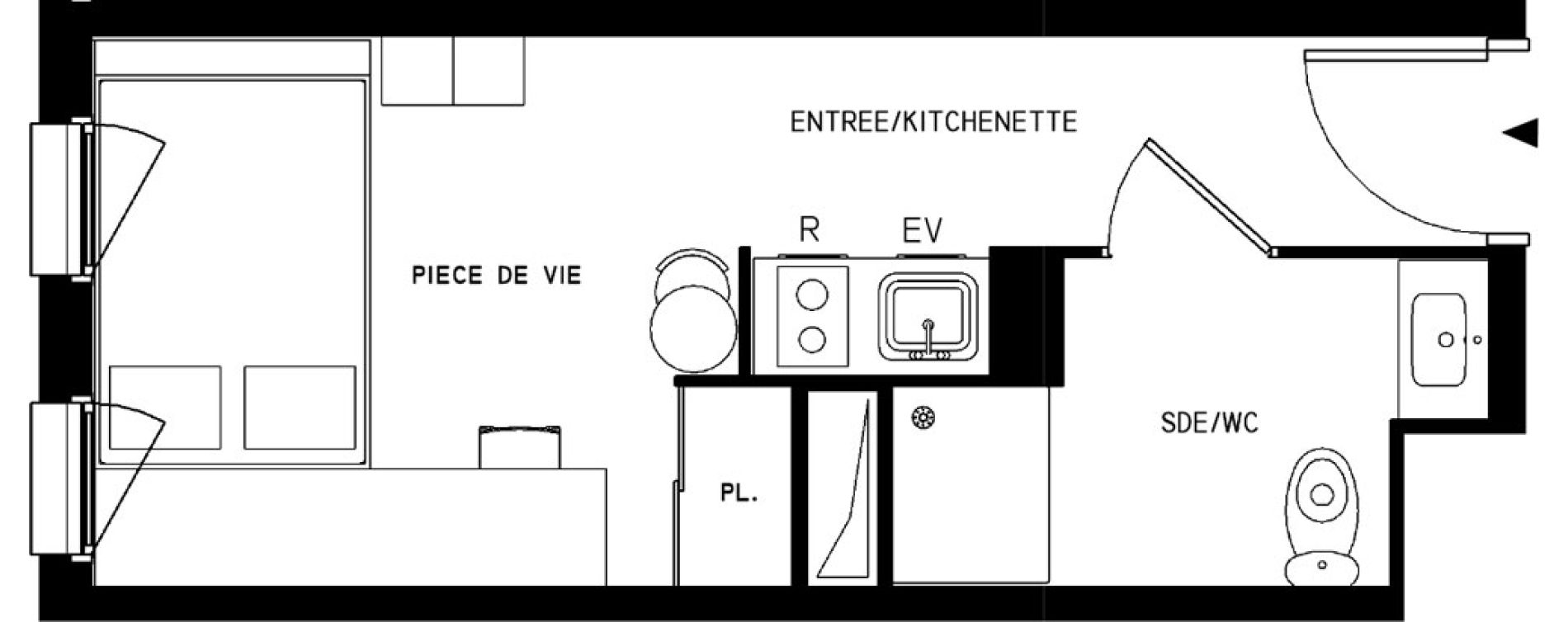 Appartement T1 meubl&eacute; de 18,48 m2 &agrave; Saint-Cyr-L'&Eacute;cole Le bois cass&eacute;
