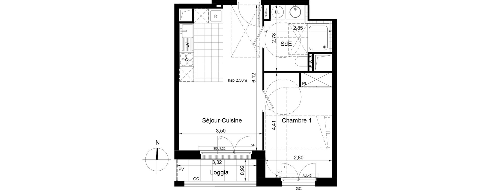 Appartement T2 de 39,47 m2 &agrave; Saint-Cyr-L'&Eacute;cole Centre