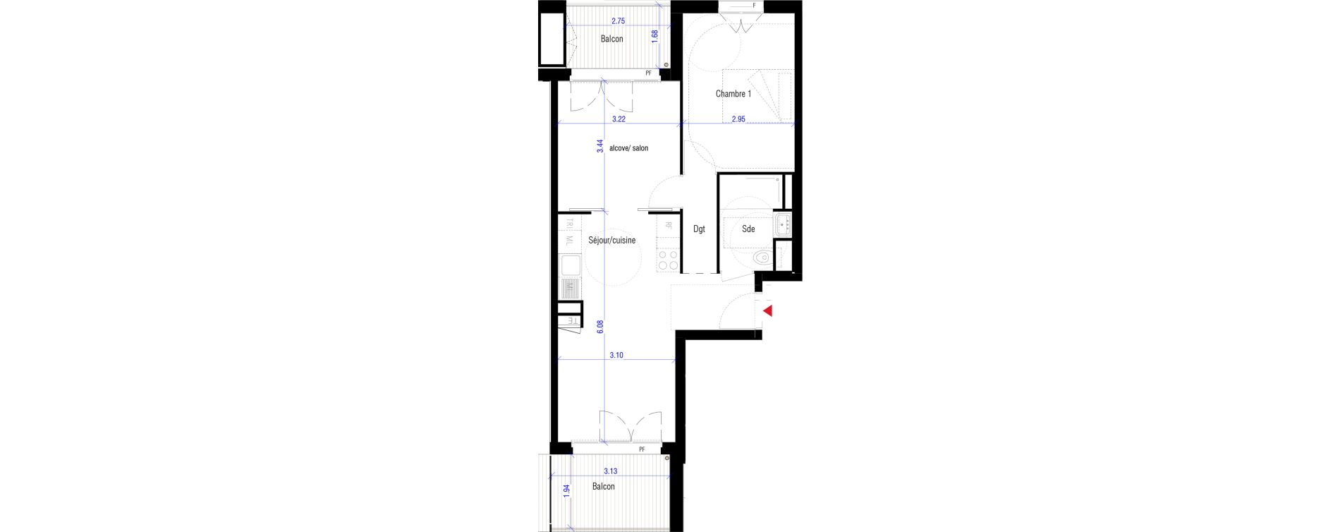 Appartement T3 de 51,50 m2 &agrave; Saint-Cyr-L'&Eacute;cole Charles renard