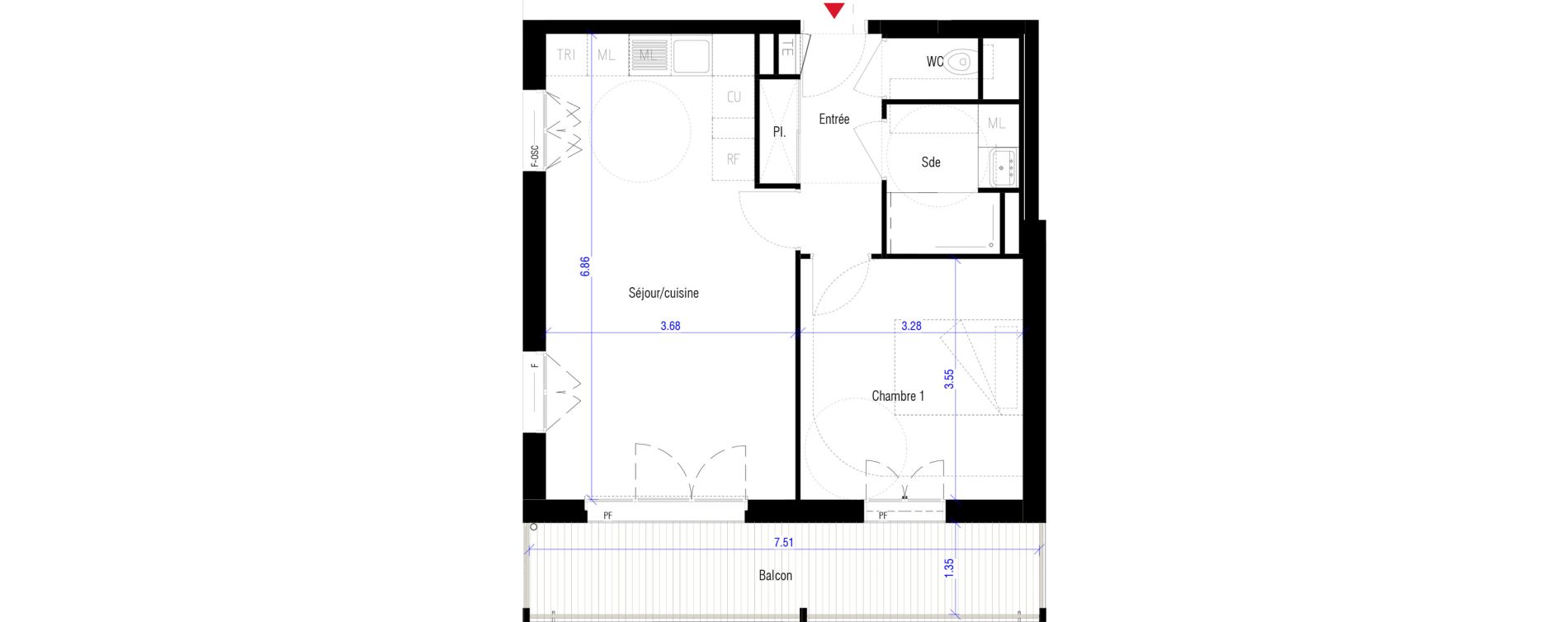 Appartement T2 de 45,50 m2 &agrave; Saint-Cyr-L'&Eacute;cole Charles renard