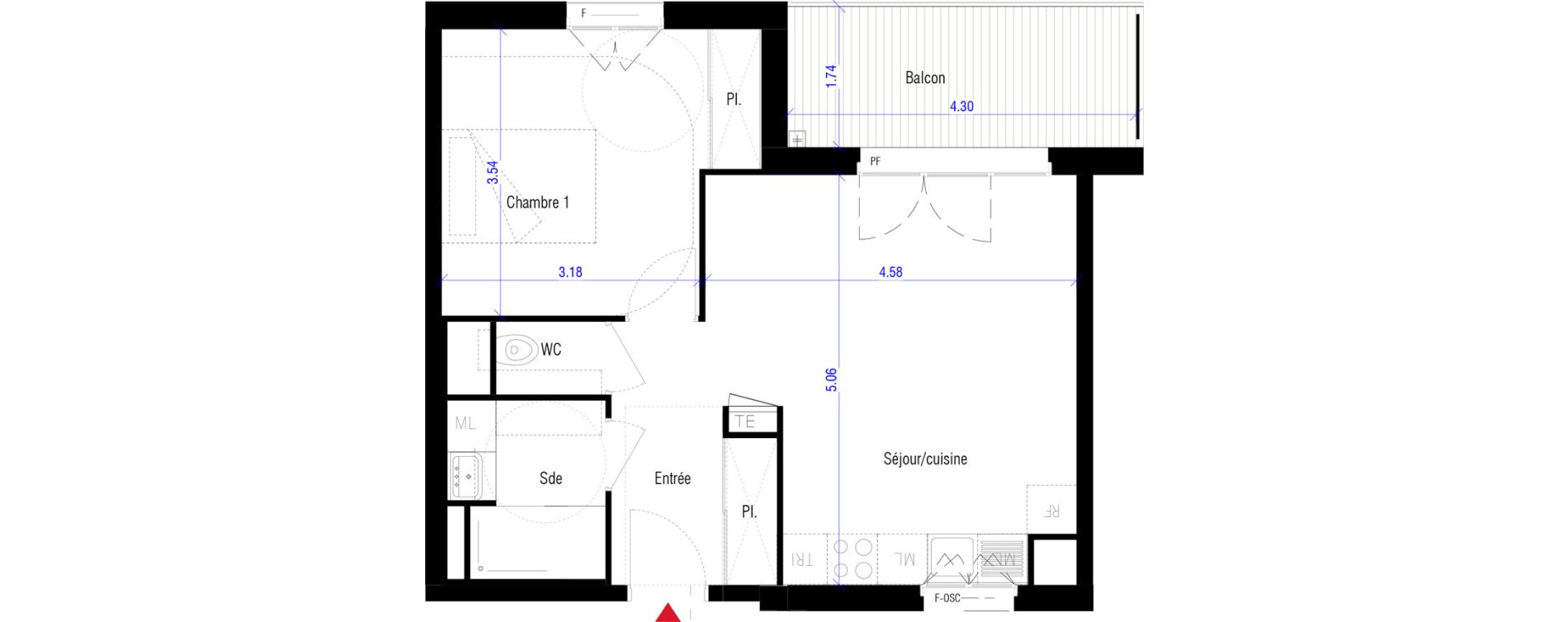 Appartement T2 de 43,90 m2 &agrave; Saint-Cyr-L'&Eacute;cole Charles renard