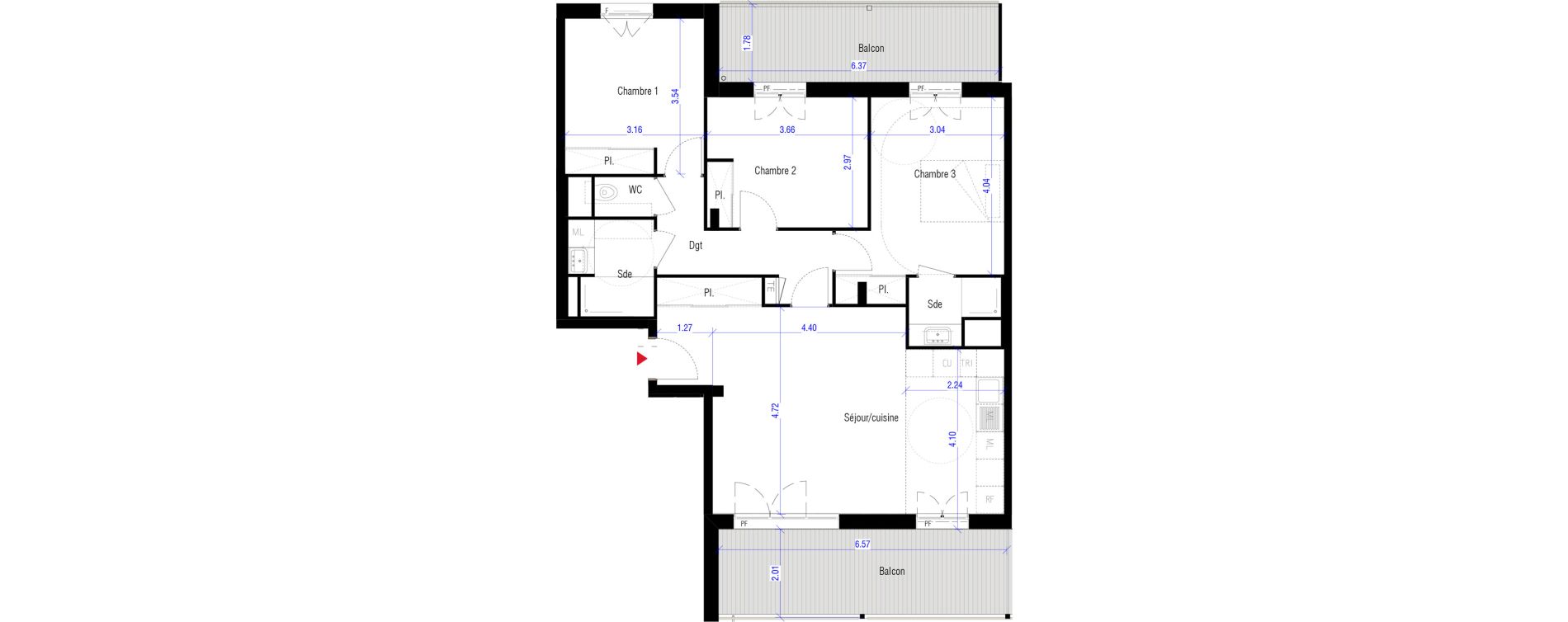 Appartement T4 de 82,90 m2 &agrave; Saint-Cyr-L'&Eacute;cole Charles renard